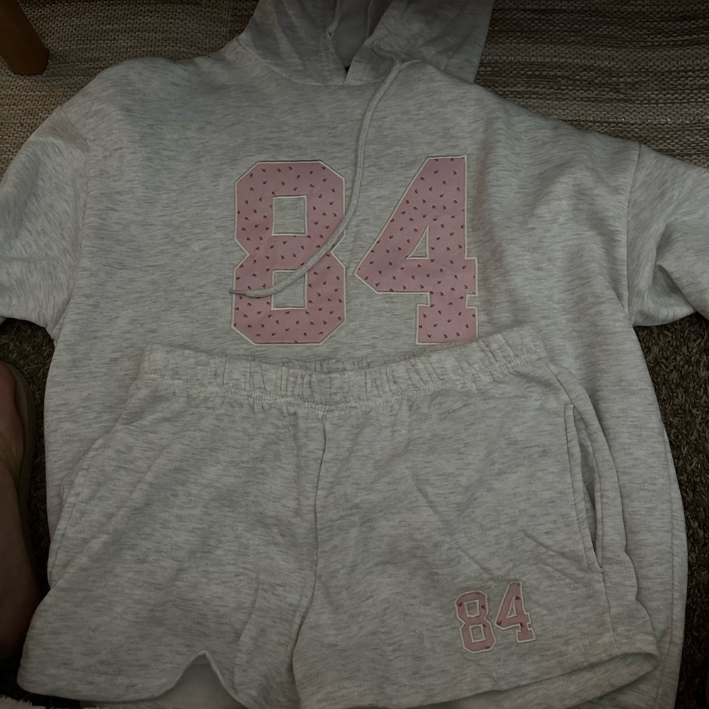Forever 21 Gray and Pink Hoodie Set